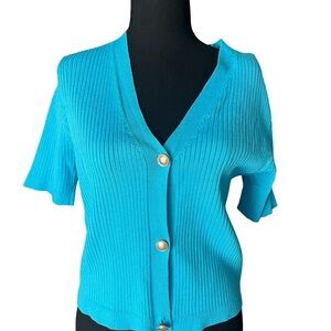 Chic Turquoise Button-Up Cardigan